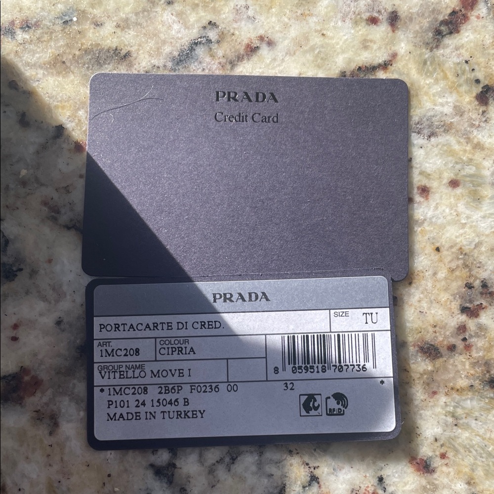 Prada Taupe Leather Card Holder - Picture 8 of 9